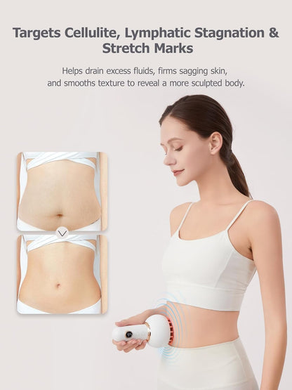 Lymphatic Drainage Massager & Cellulite Massage Tool, Helps Reduce Stretch Marks & Cellulite, for Legs, Arms & Belly, Body Sculpting Machine with Microcurrent, Light, Heat & Vibration